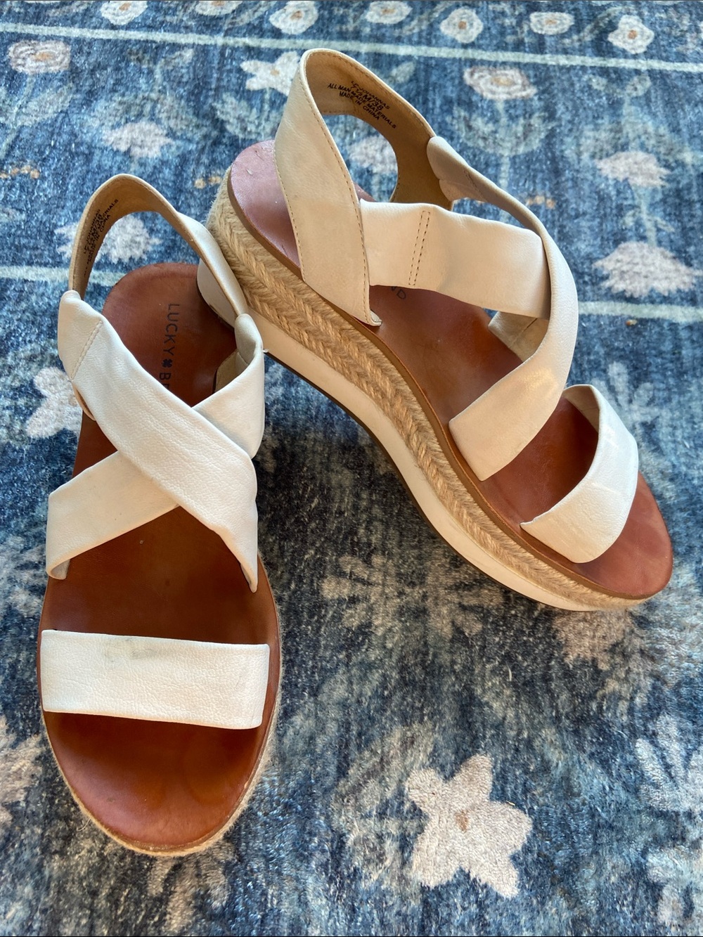 Lucky Brand Cream Johannas Espadrille Wedge Sandals